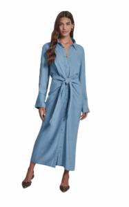 Garment Dye Long Sleeve Button Front Shirt Dressp