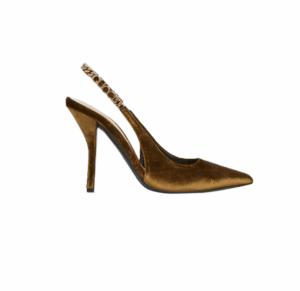 Signoria Nady Velvet Logo Chain Slingback Pumps