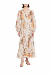 Ascension Frilled Long-sleeve Wrap Dress