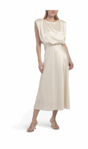 Flora Sleeveless Blouson Silky Satin Dress