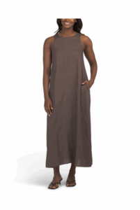 Linen Blend Sleeveless Long Maxi Dress
