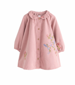 Kids' Butterfly Embroidered Long Sleeve Denim Shirtdress