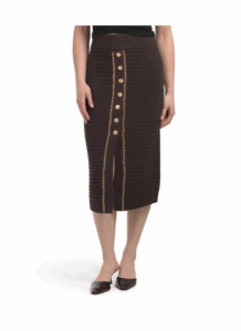 Tani Faux Button Front Skirt with Chain Detail