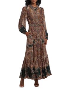 Ruza Printed Metallic Maxi Shirtdress