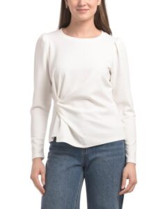 Scuba Ponte Twist Side Long Sleeve Top
