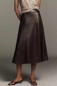 English Factory Faux Leather High-rise Midi Skirt