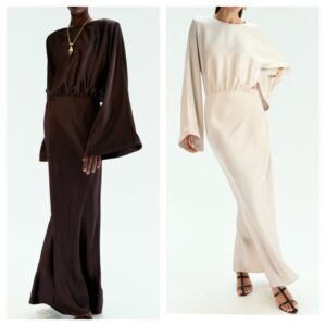 Shoulder-pad Satin Dress