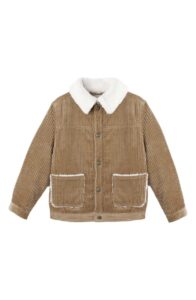 Faux Fur & Cotton Corduroy Jacket
