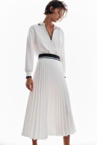 Combination Pleated Midi Dress