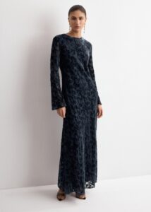 Devoré Dress with Bell Sleeves