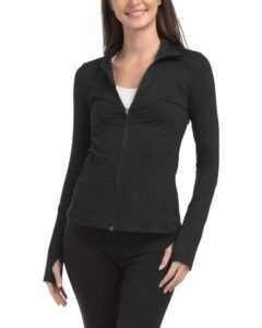 Mock Neck Yoga Jacket with Zip Pockets