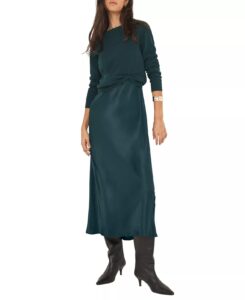 Women's Layered Satin Midi Dress