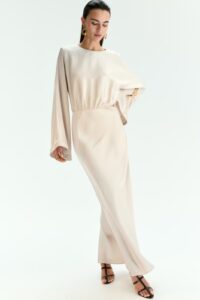Shoulder-pad Satin Dress