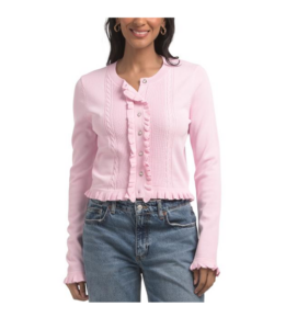 Ruffle Placket Knitted Cardigan