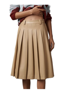 English Factory Faux Leather Pleated Midi Skirt
