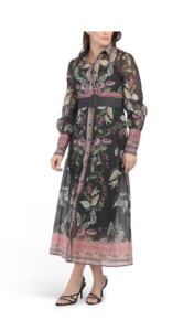 Floral Print Belted Shirt Dress