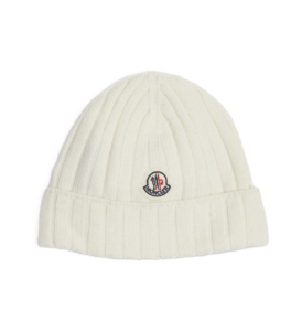 Girl's Ribbed Wool Beanie with Logo Patch, Size Xxxs-xs