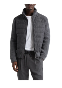 Mixed Media Quilted Wool Blend Knickerbocker Jacket