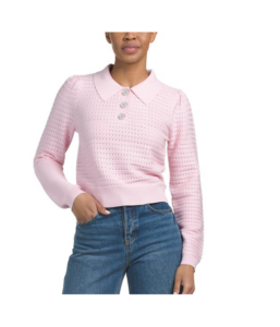 Jewel Buttoned Polo Sweater