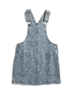Little Girls Floral Print Denim Skirtall Dress Size 4-6