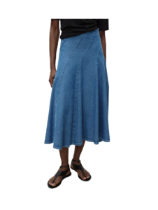 Denim Paneled Midi Skirt