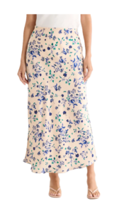 Floral Print Satin Maxi Skirt