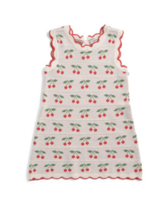 Toddler Girls Cherry Print Scalloped Sweater Knit Dress Size 2-5
