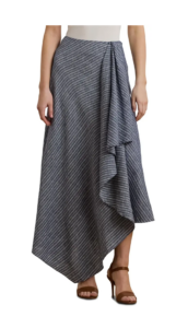 Stripe Handkerchief Hem A-line Linen Skirt Size 12-14