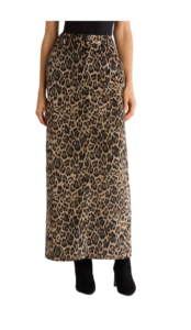 X Sara Walker Samantha Leopard Print Velveteen Maxi Skirt