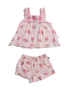 Infant Girls 2pc Strawberry Print Top and Shorts Set