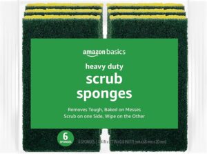 Heavy Duty Scrub Sponges, Dual-sided Design, Yellow/green, 6-pack, Packaging May Vary