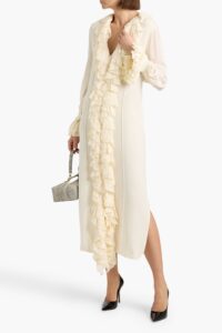 Rachel Ruffled Silk Crepe De Chine Midi Dress