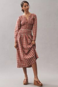 Damson Madder Sienna Smocked Midi Dress