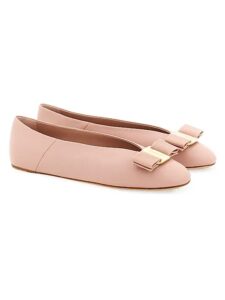 Vanna Bow-detailed Leather Ballet Flats