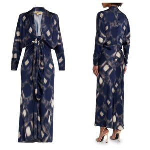 Celine Geometric Tie-front Maxi Dress