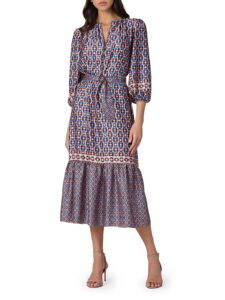 Scout Geometric Tie-waist Midi-dress