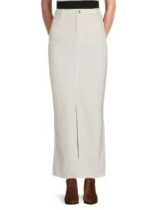 Front Slit Denim Maxi Skirt