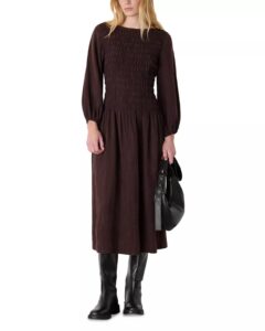 Checked Shirred Dress