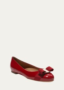 Varina Patent Leather Bow Ballerina Flats
