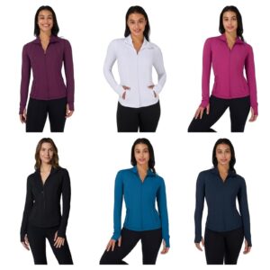 90 Degree by Reflex Full Zip Running Track Jacket Lightweight Athletic Slim Fit Jacket with Thumbholes