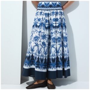 Flared Cotton Poplin Skirt