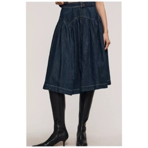 Maeve Yoked Denim Midi Skirt