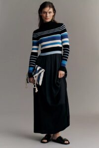 The Thea Long-sleeve Twofer Maxi Dress