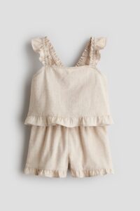 2-piece Ruffle-trimmed Cotton Set