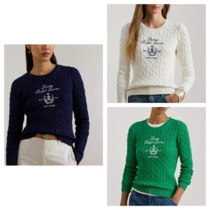Petite Embroidered-crest Crew Neck Sweater