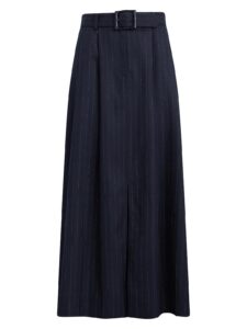 The Gabby Pinstriped Belted Maxi Skirt