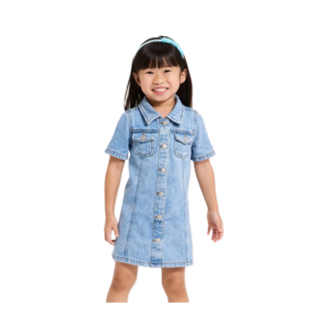 Toddler Girls' Short Sleeve Denim Shirt Dress