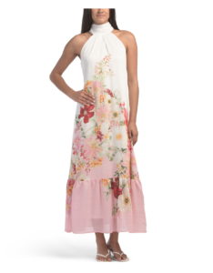 Halter Printed Floral Maxi Dress