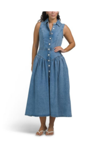 Sleeveless Button Up Collared Dress
