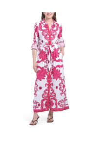 Long Sleeve Printed Shirt Dress